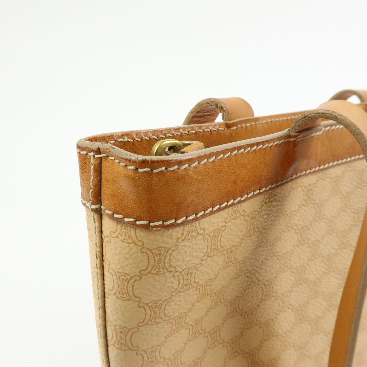 CELINE Macadam PVC Leather Shoulder Bag Tote Bag Beige Brown