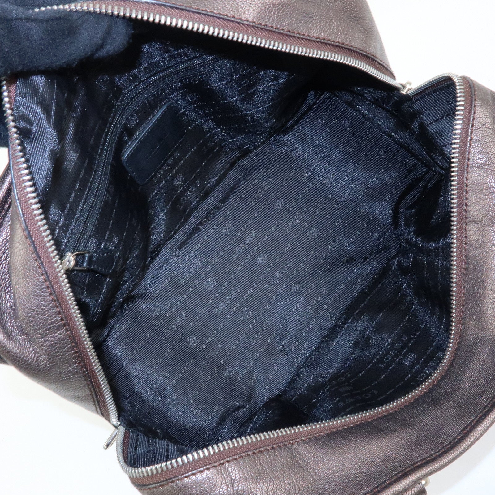 LOEWE Anagram Amazona 28 Leather Hand Bag Boston Bag Metallic Brown