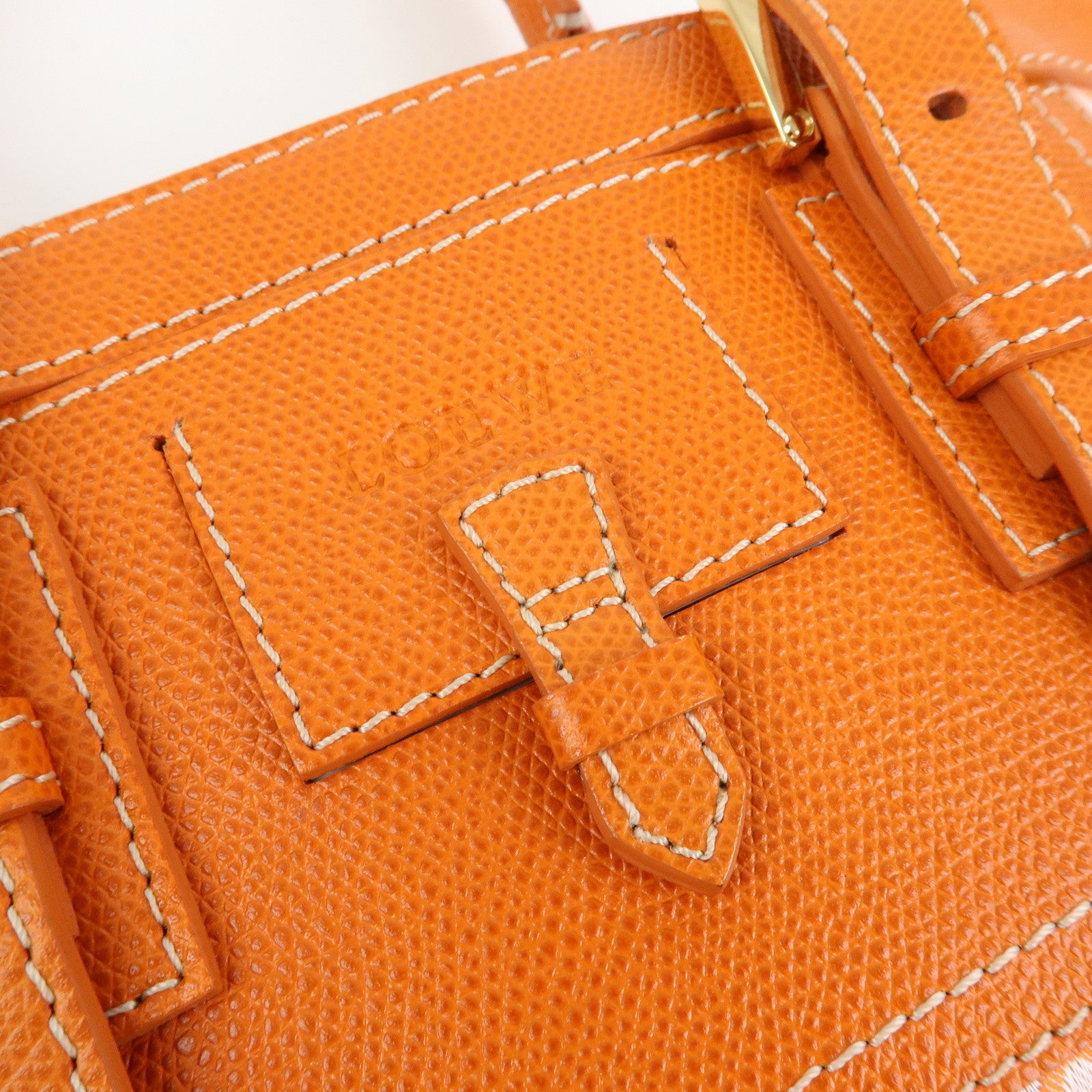 Loewe Repeat Anagram Canvas Leather Tote Bag Hand Bag Orange