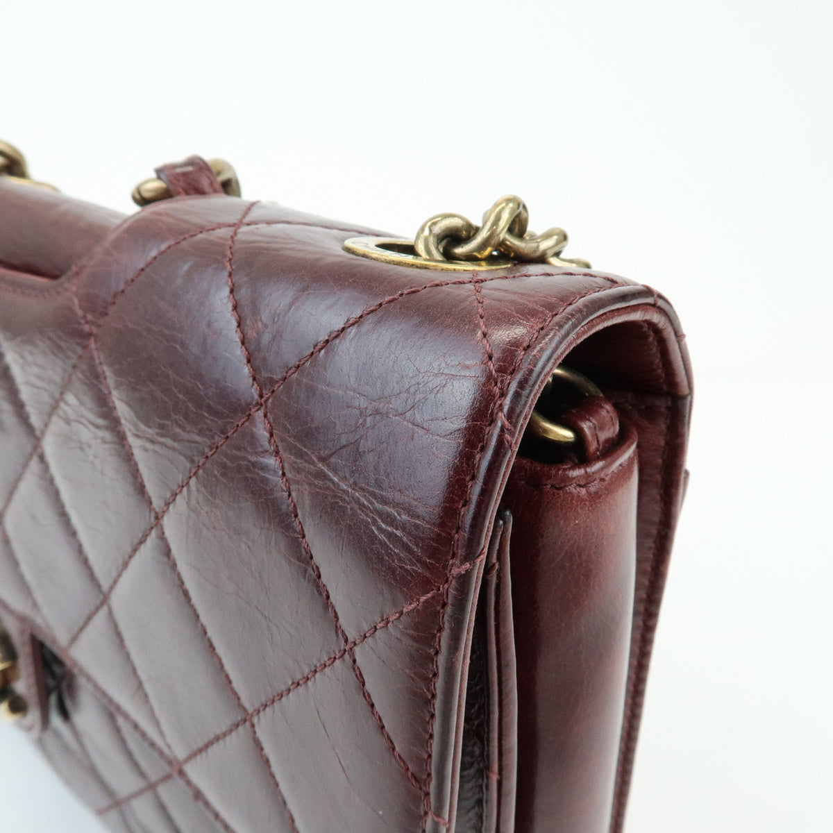 CHANEL Matelasse COCO Mark Leather Chain Shoulder Bag Burgundy