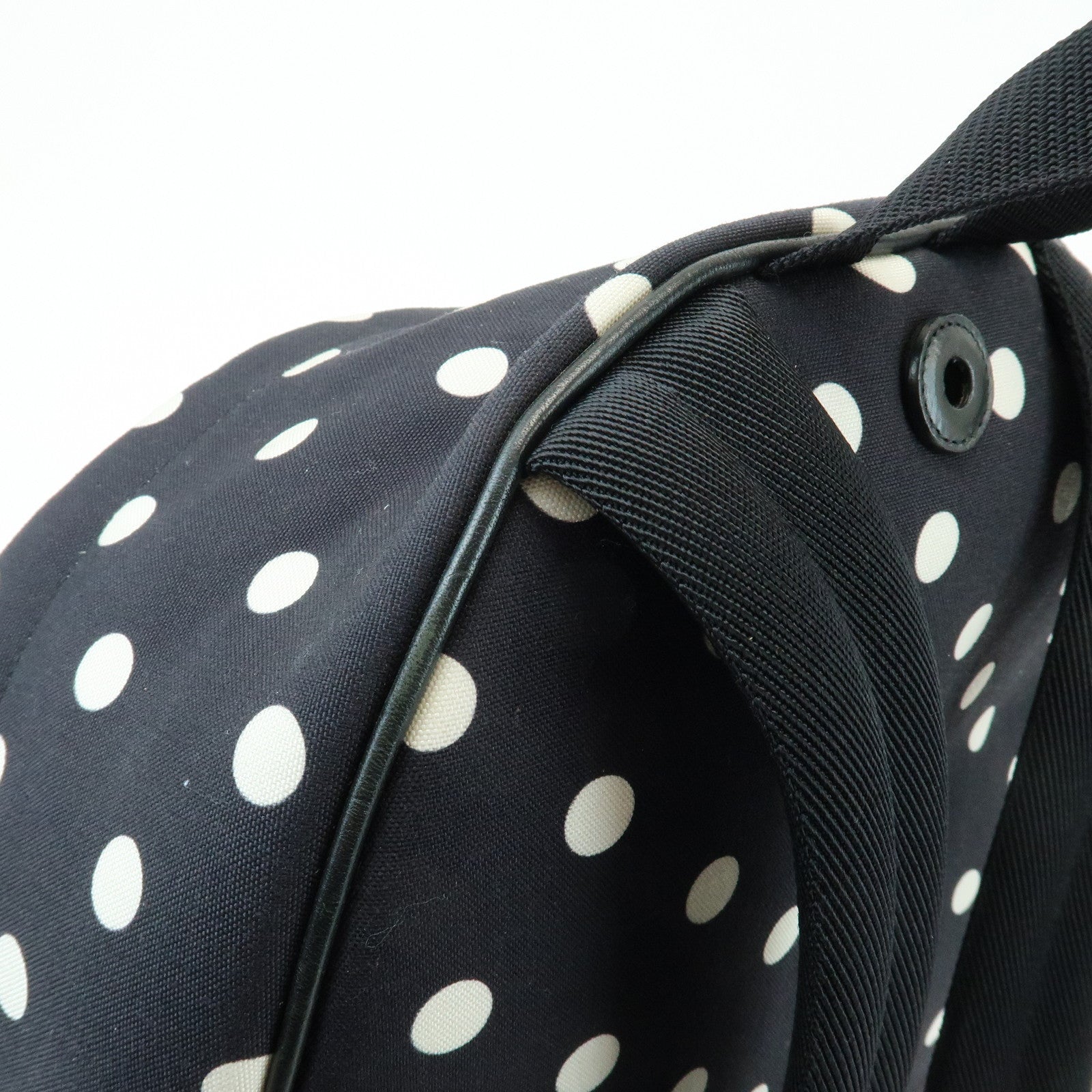 SAINT LAURENT PARIS City Canvas Backpack Rucksack Polka Dot Black White