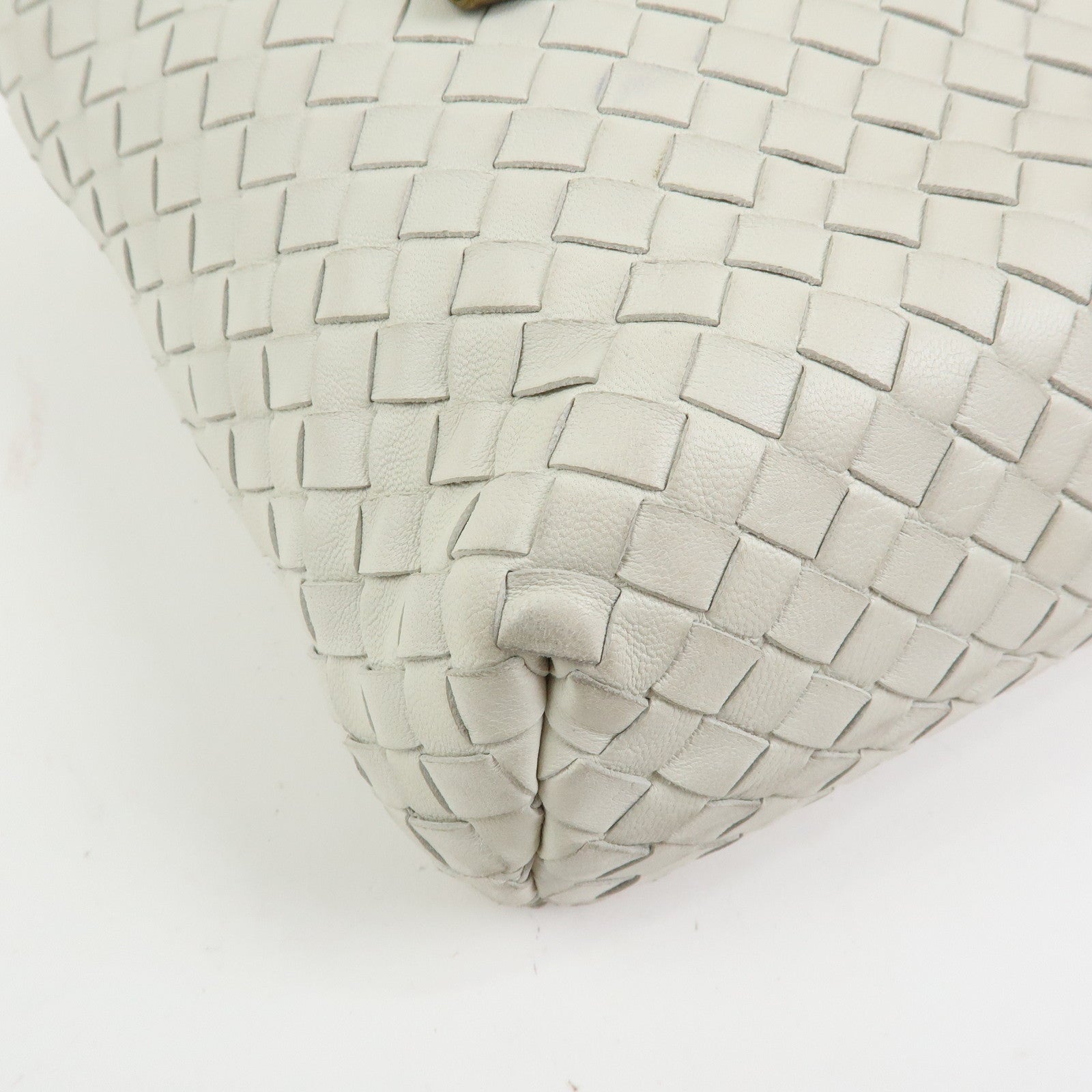 BOTTEGA VENETA Intrecciato Leather Hand Bag Mini Tote Bag White 162937
