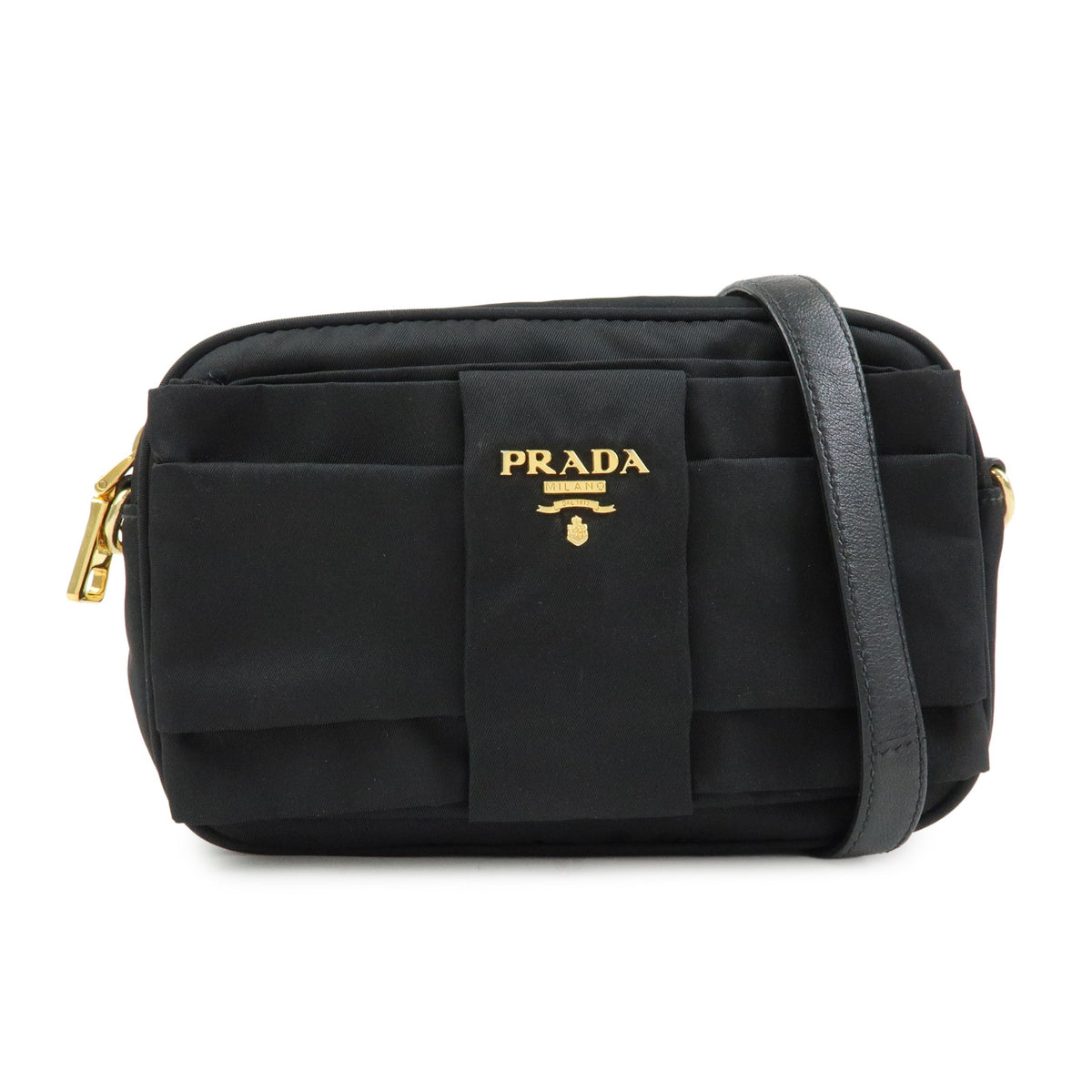 PRADA Nylon Leather Mini Shoulder Bag Crossbody Bag Black