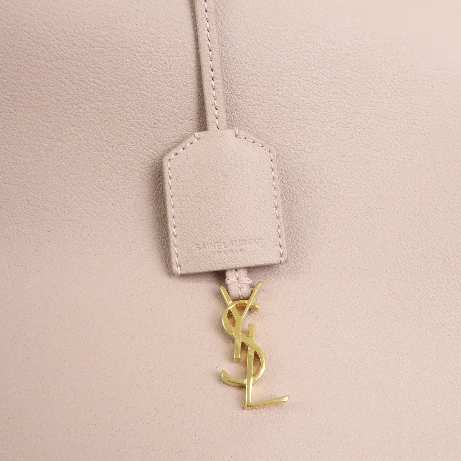SAINT LAURENT PARIS Casandra Leather Tote Bag Shoulder Bag Pink Beige