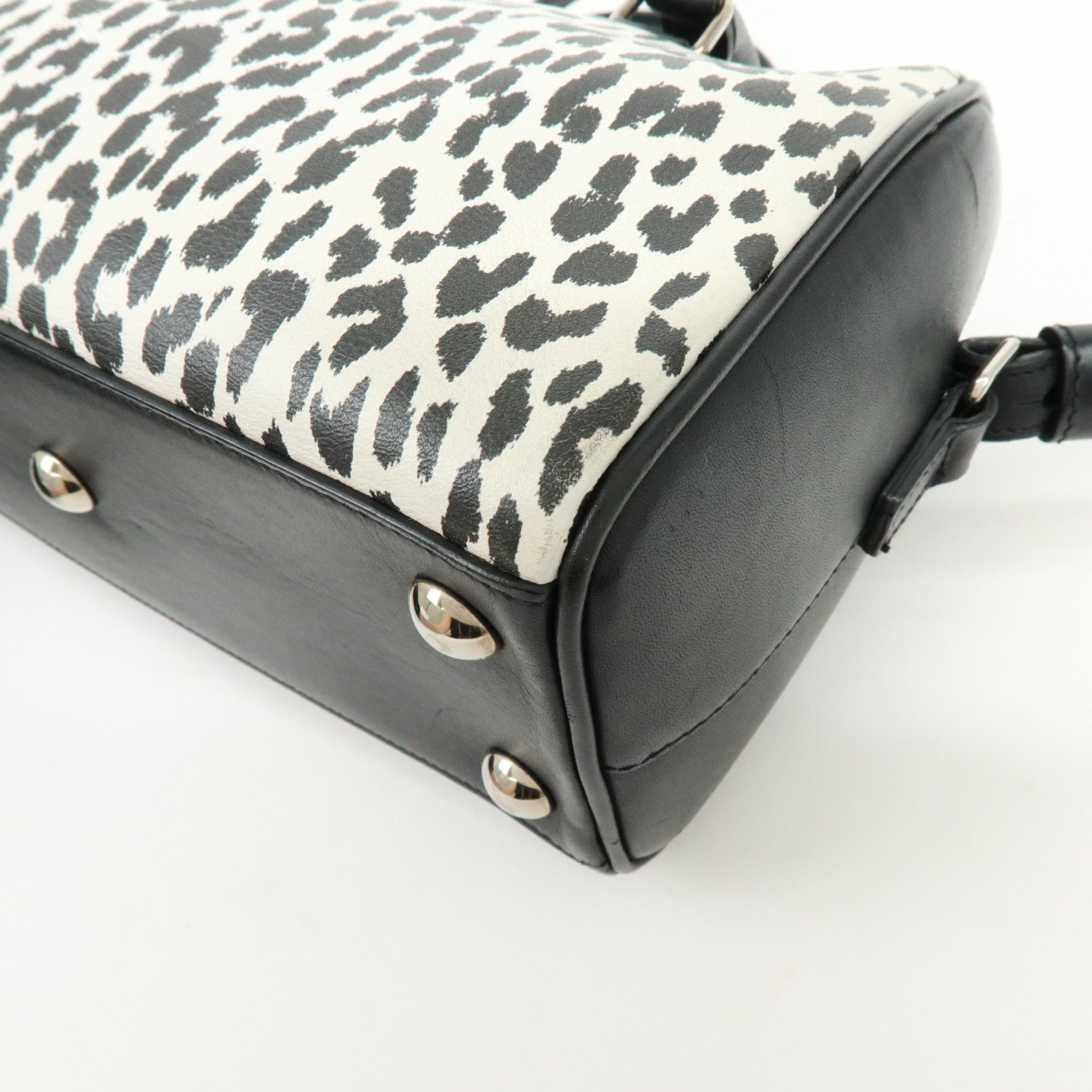 SAINT LAURENT PARIS Baby Duffle Leather 2Way Bag Leopard Black 330958