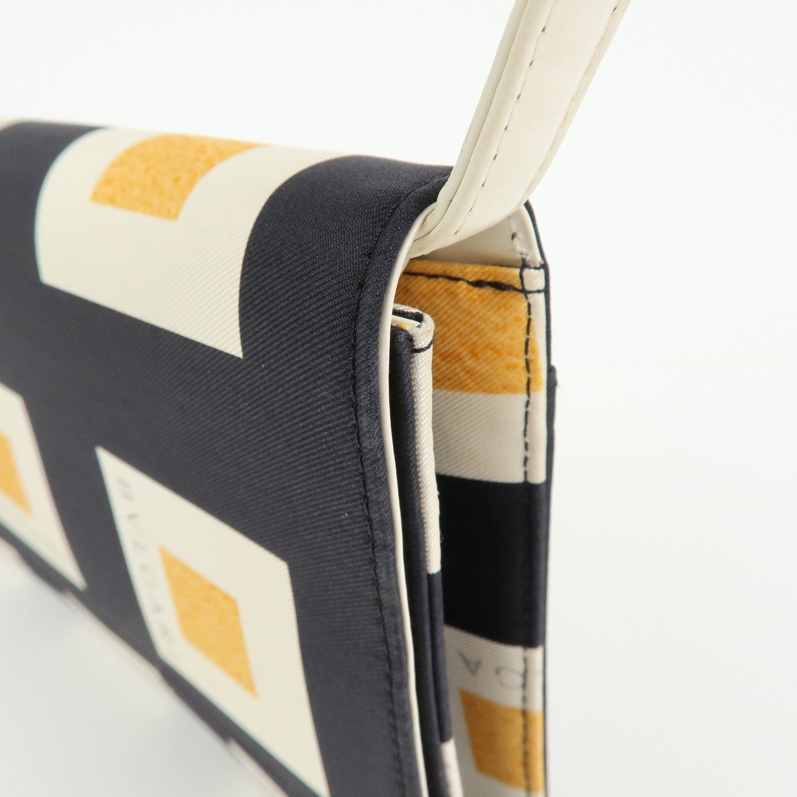 BVLGARI Logo Canvas Leather 2Way Shoulder Bag Geometric Square Pattern