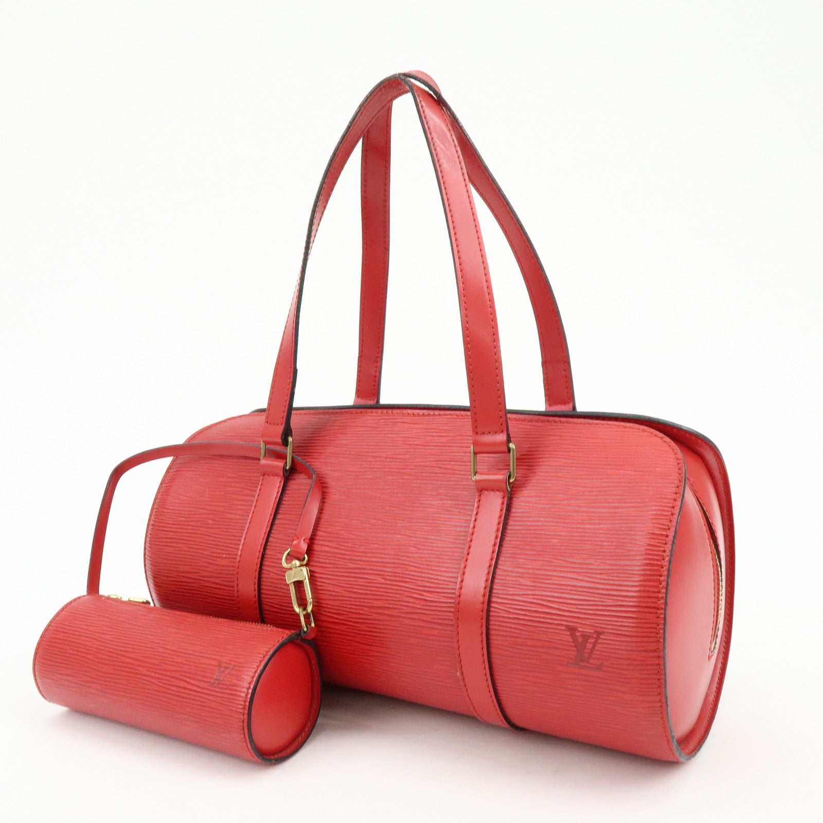 Louis Vuitton Epi Soufflot with Pouch Hand Bag Castilian Red M52227