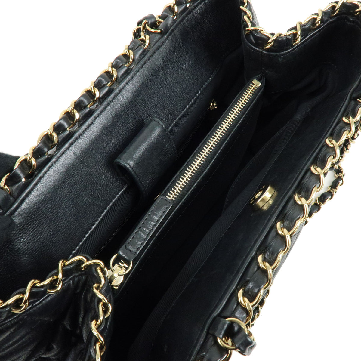 CHANEL COCO Mark Chain Me Calf Skin Chain Shoulder Bag Black