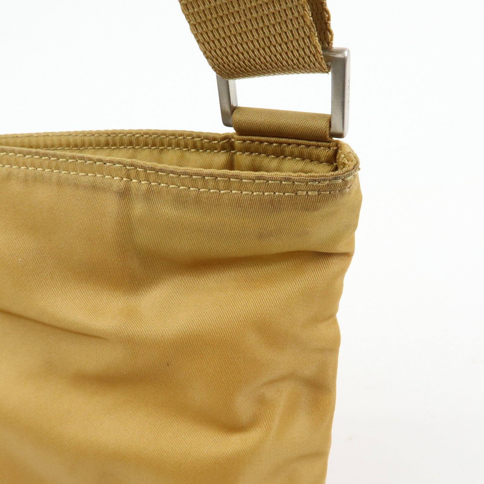 PRADA Triangle Logo Nylon Shoulder Crossbody Bag Light Brown B7792