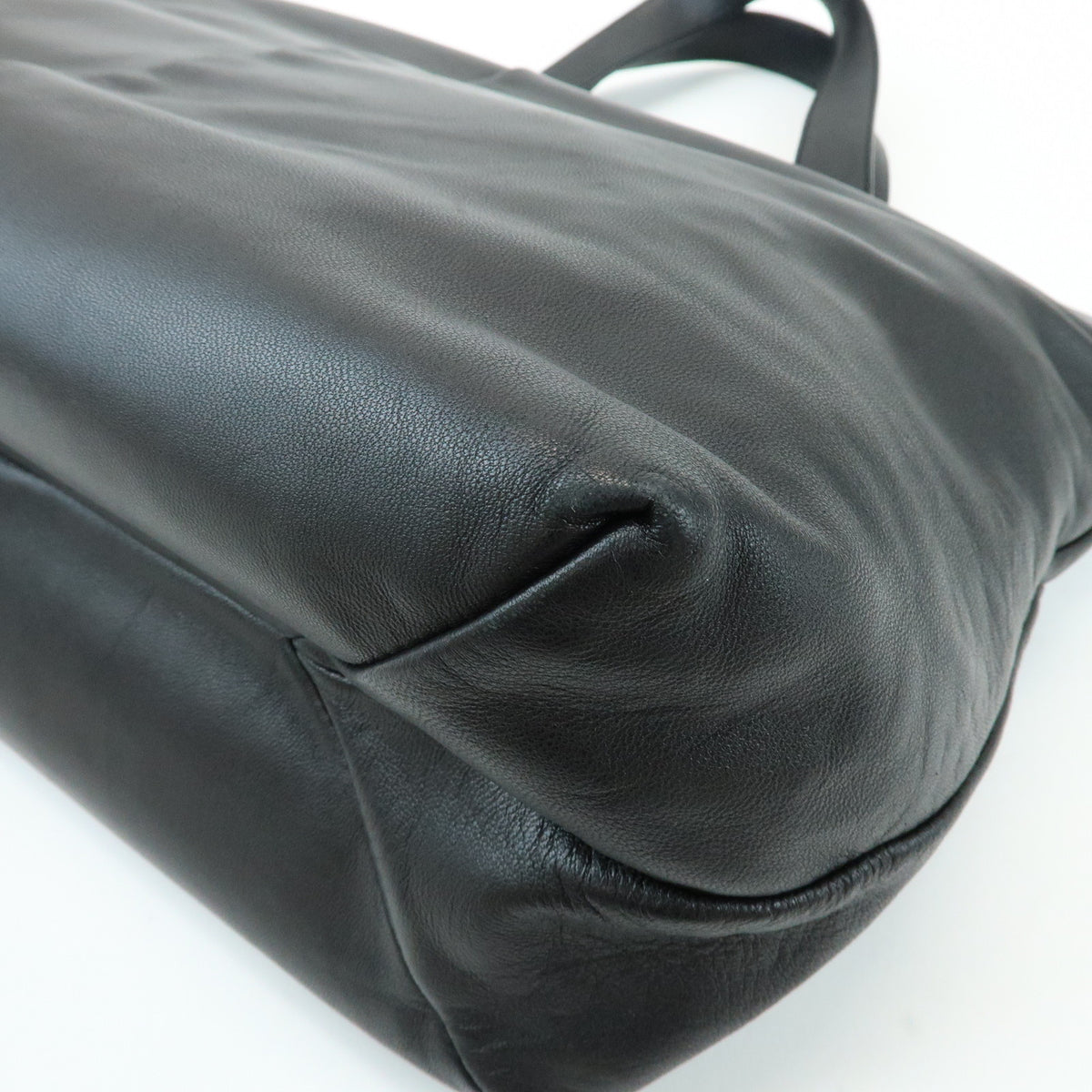 LOEWE Nappa Leather Wood Hand Bag Tote Bag Black Brown