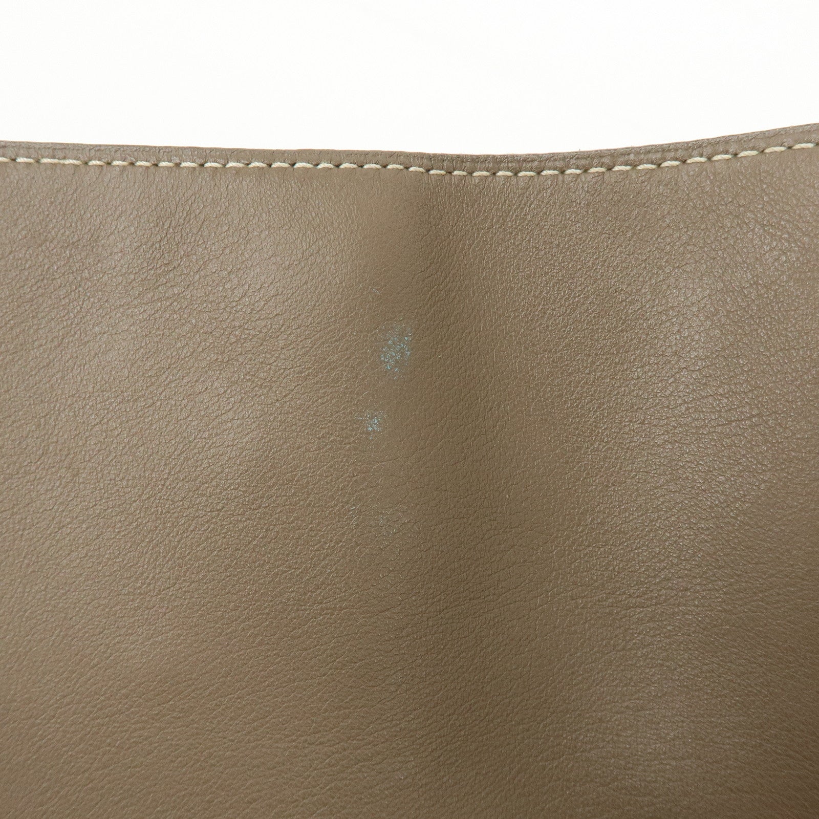 HERMES Valparaiso Toile Chevron Leather MM Hand Tote Bag Beige