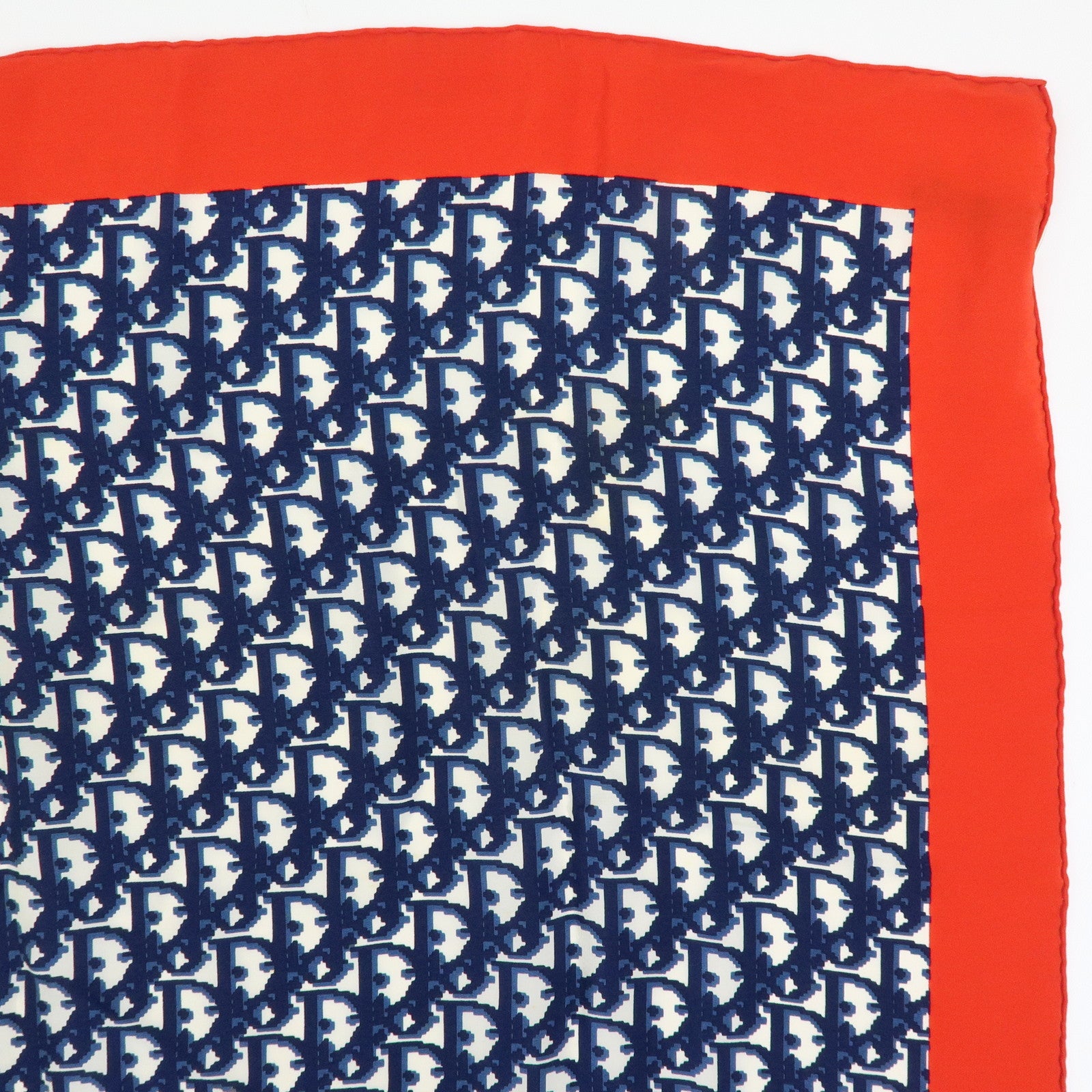 Christian Dior Trotter Silk100% Scarf Shawl Navy Red