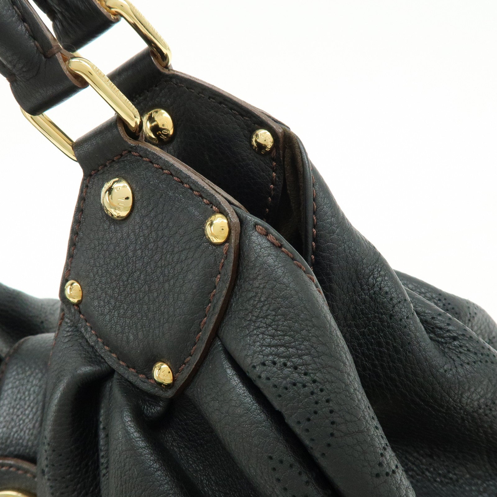 Louis Vuitton Monogram Mahina L Leather Shoulder Bag Noir Black M95765