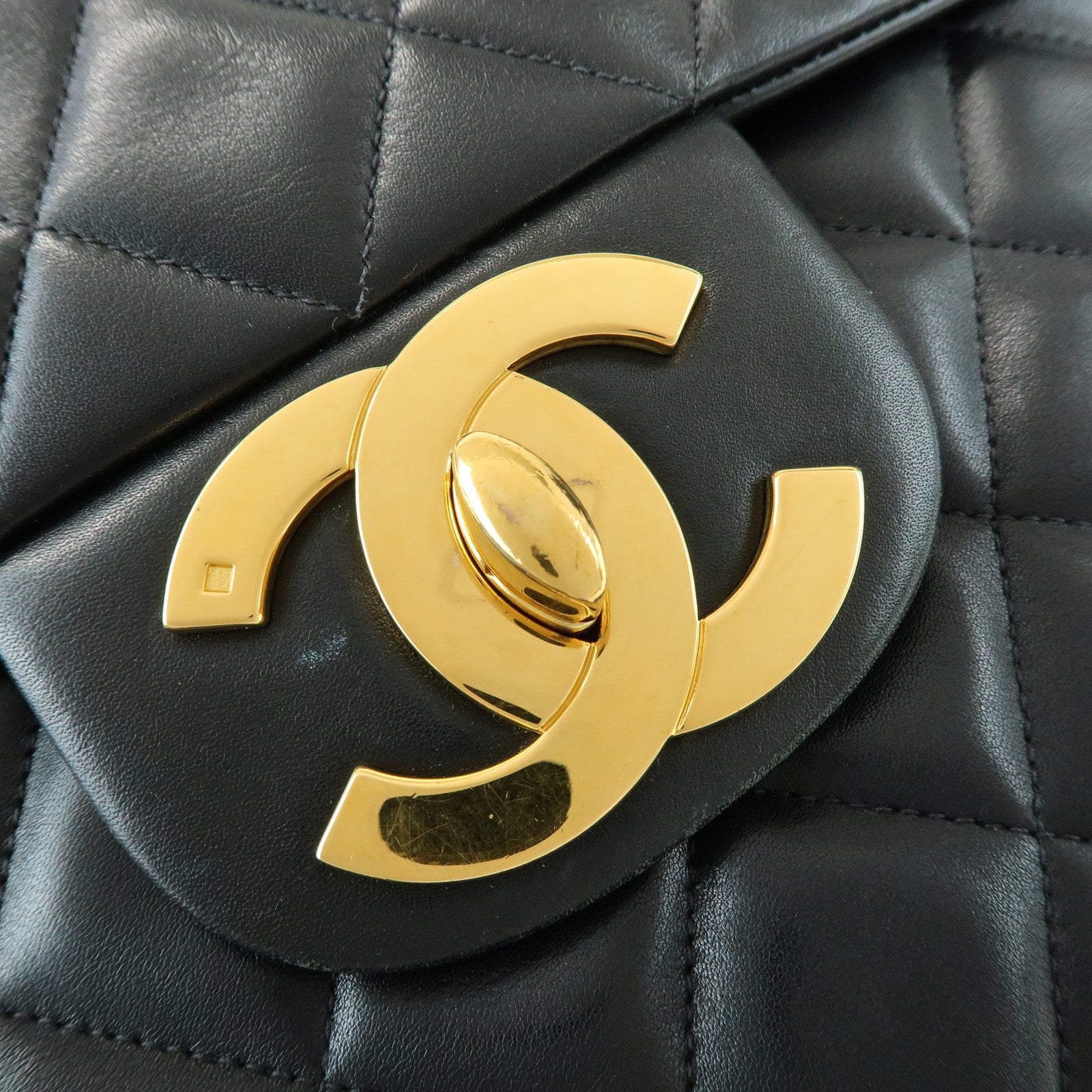 CHANEL Jumbo Matelasse 34 Lamb Skin Chain Shoulder Bag Black A01094