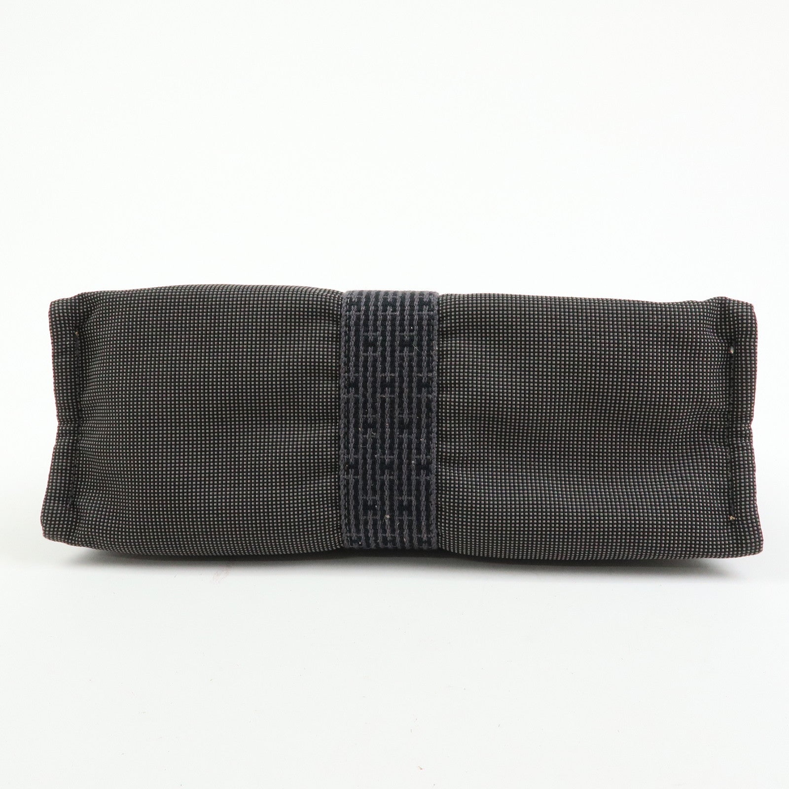 HERMES Herline Polyester Canvas Pouch Clutch Bag Gray Black