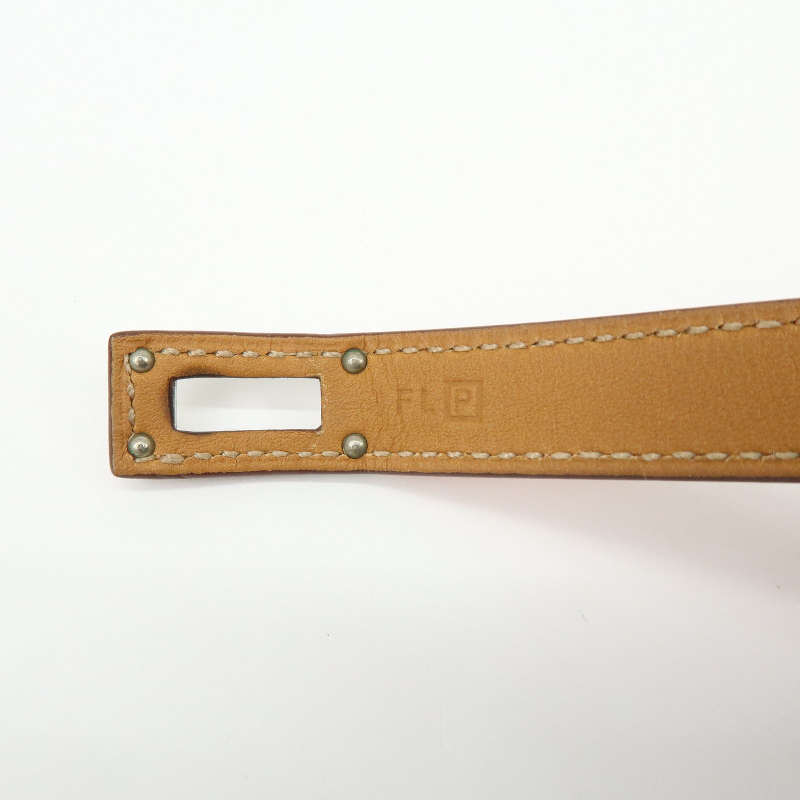 HERMES Kelly Double Tour Leather Bangle Bracelet ☐P Stamped Orange