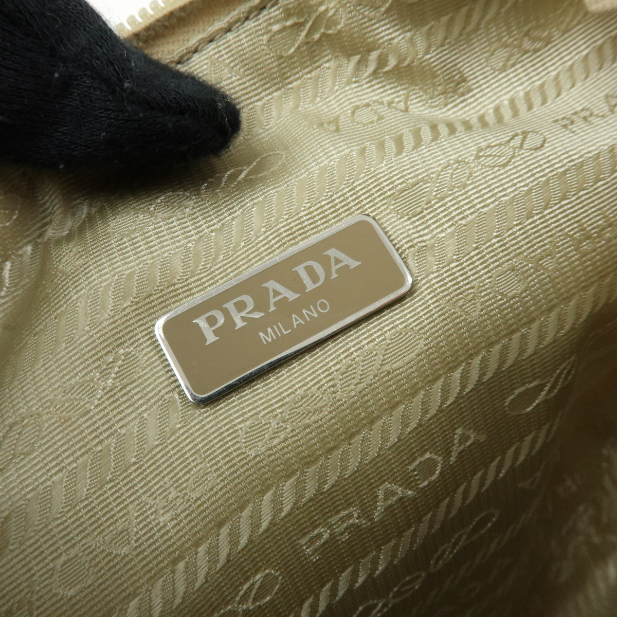 PRADA Triangle Logo Nylon Hand Bag Shoulder Bag Ivory 1NE515