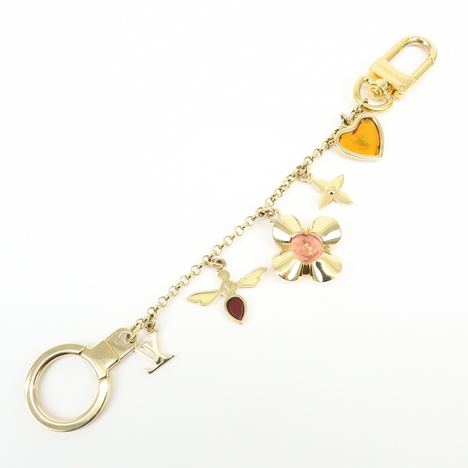 Louis Vuitton Bijou Sac Chaine Bee Fleur Bag Charm Gold M66911