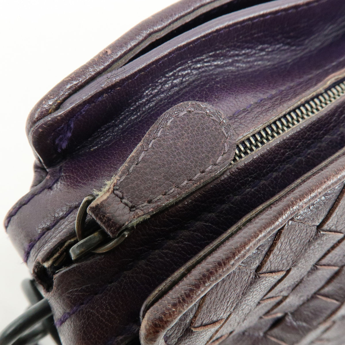 BOTTEGA VENETA Intrecciato Leather Shoulder Bag Crossbody Bag Purple