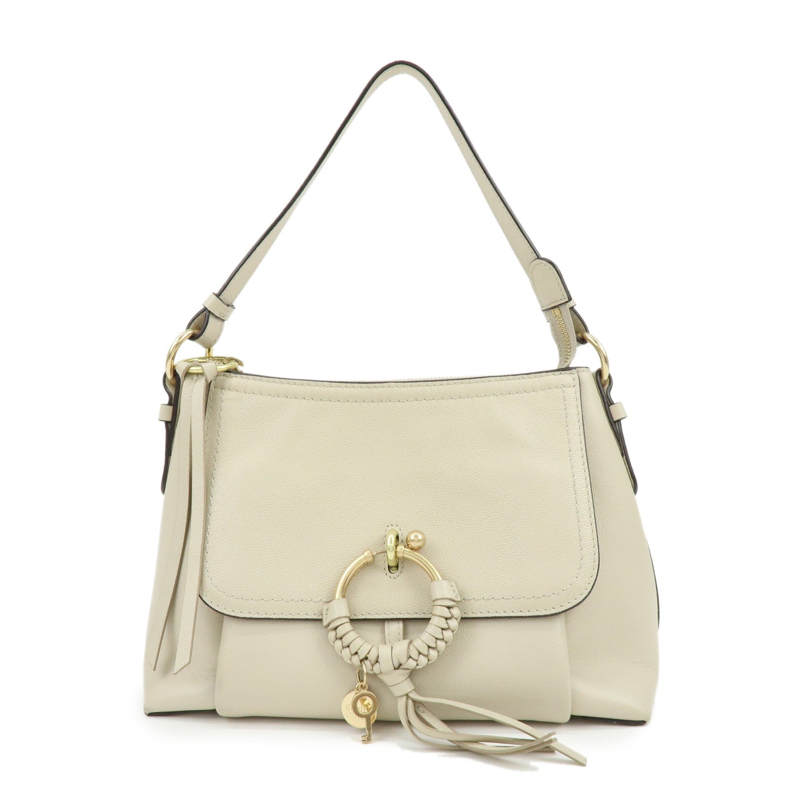 Chloe See By Chloe Joan Leather Shoulder Bag Hand Bag Beige