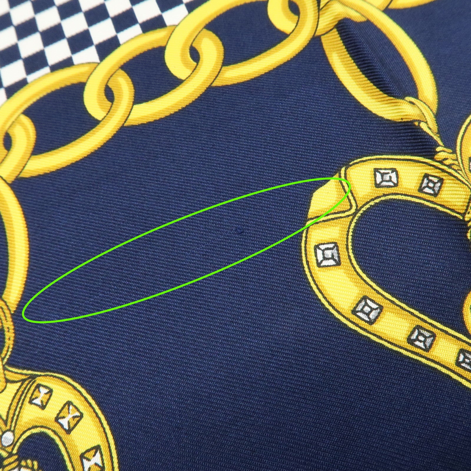 CELINE Set of 2 Silk Cotton Handkerchief Scarf Chain Motif Black Gold