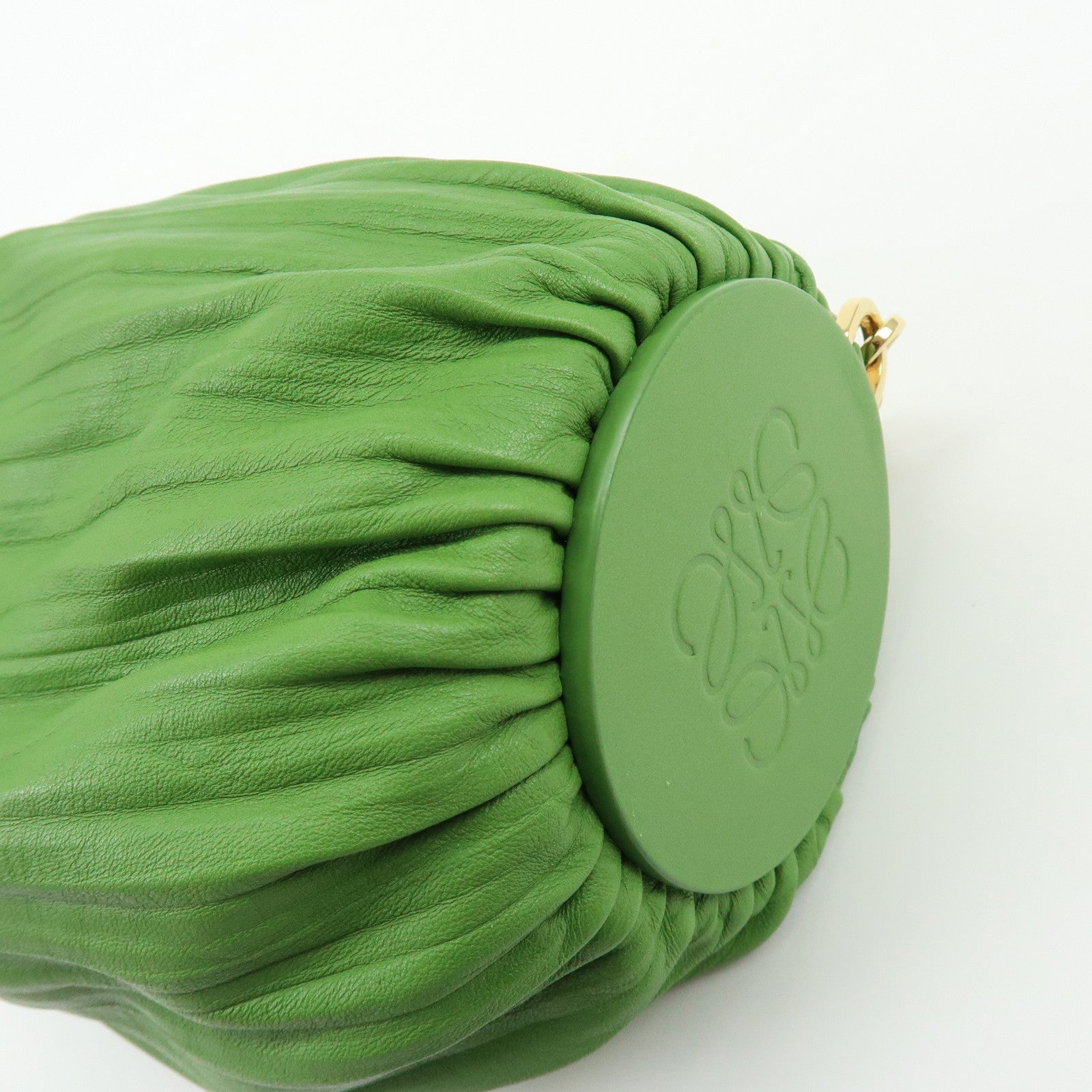 LOEWE Anagram Nappa Leather Shoulder Bag Bracelet Pouch Green