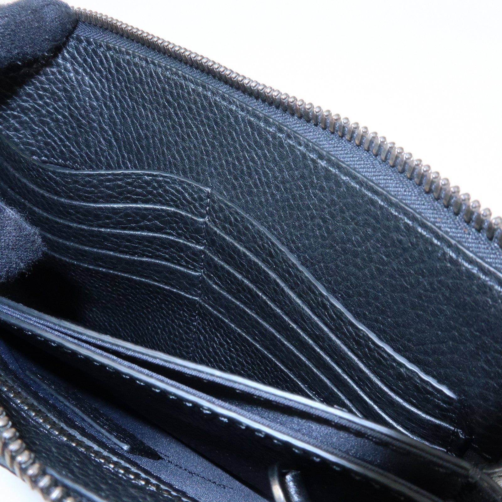 Ferragamo Leather Clutch Bag Flat Pouch Purse Black