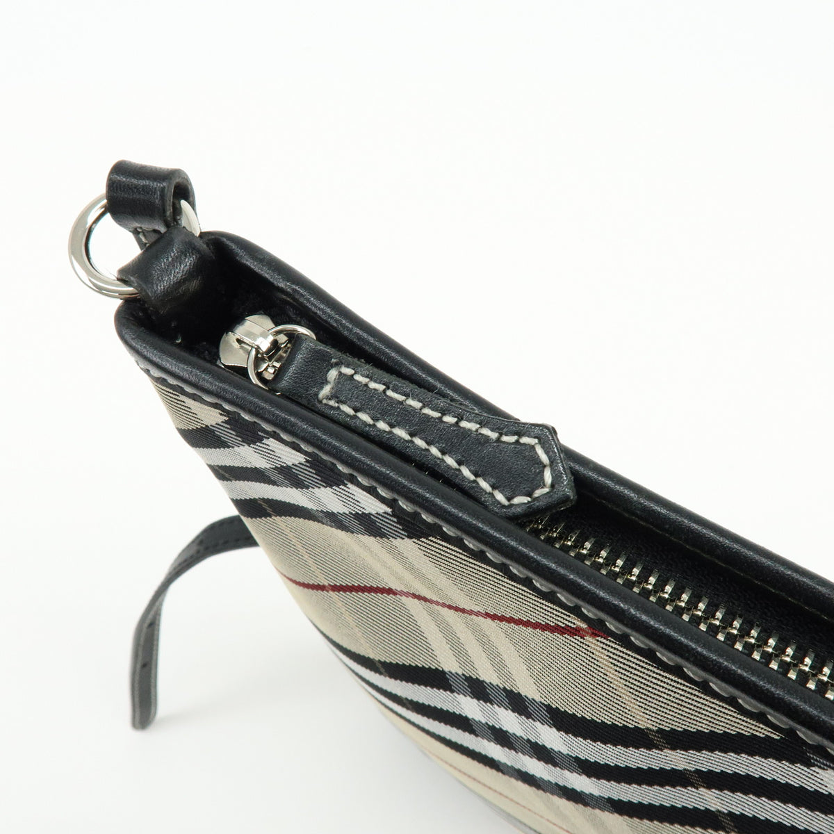 BURBERRY Blue Label Nova Plaid Canvas Leather Shoulder Bag Beige Black
