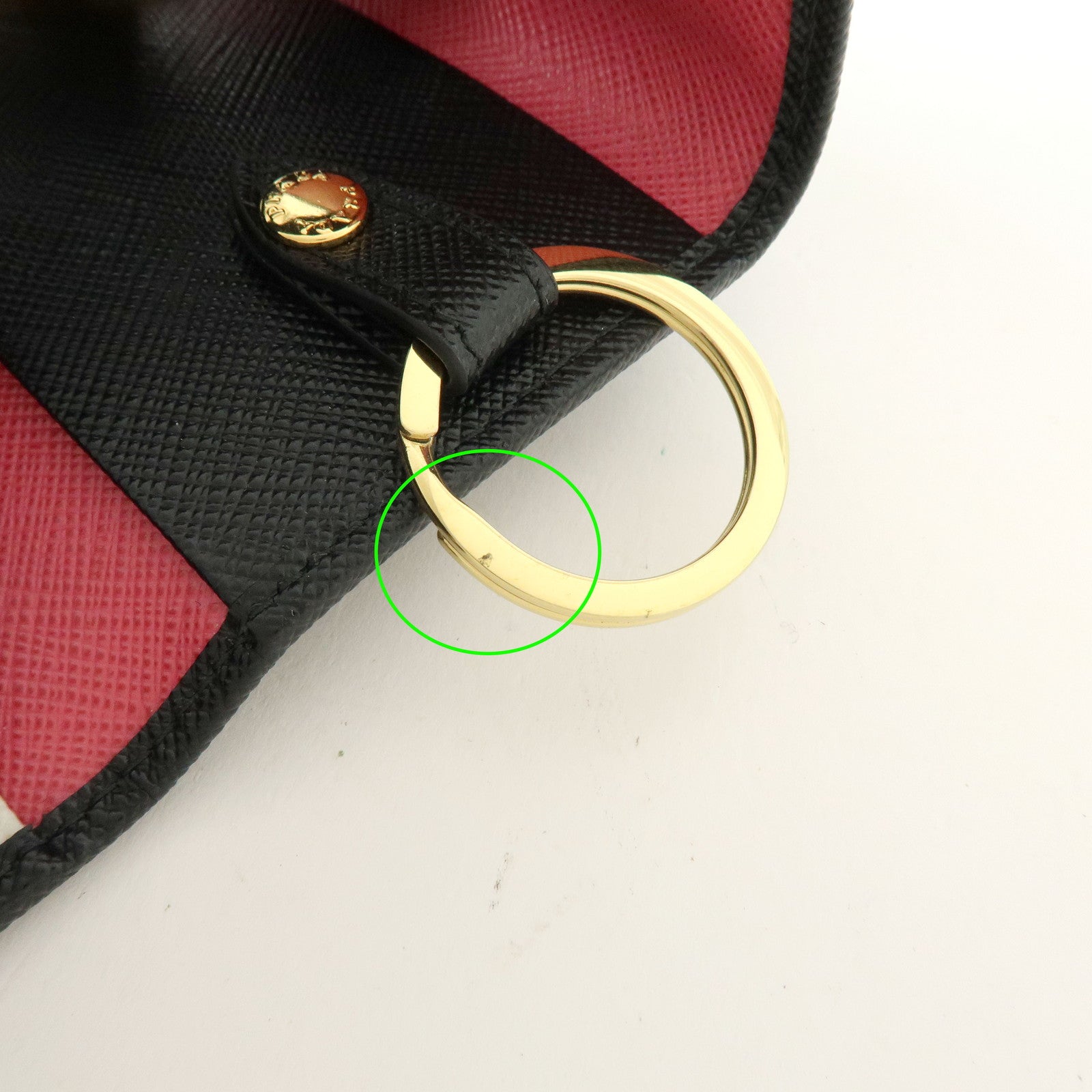 PRADA Logo Saffiano Leather 4 Ring Key Case Key Holder Black 1PG004