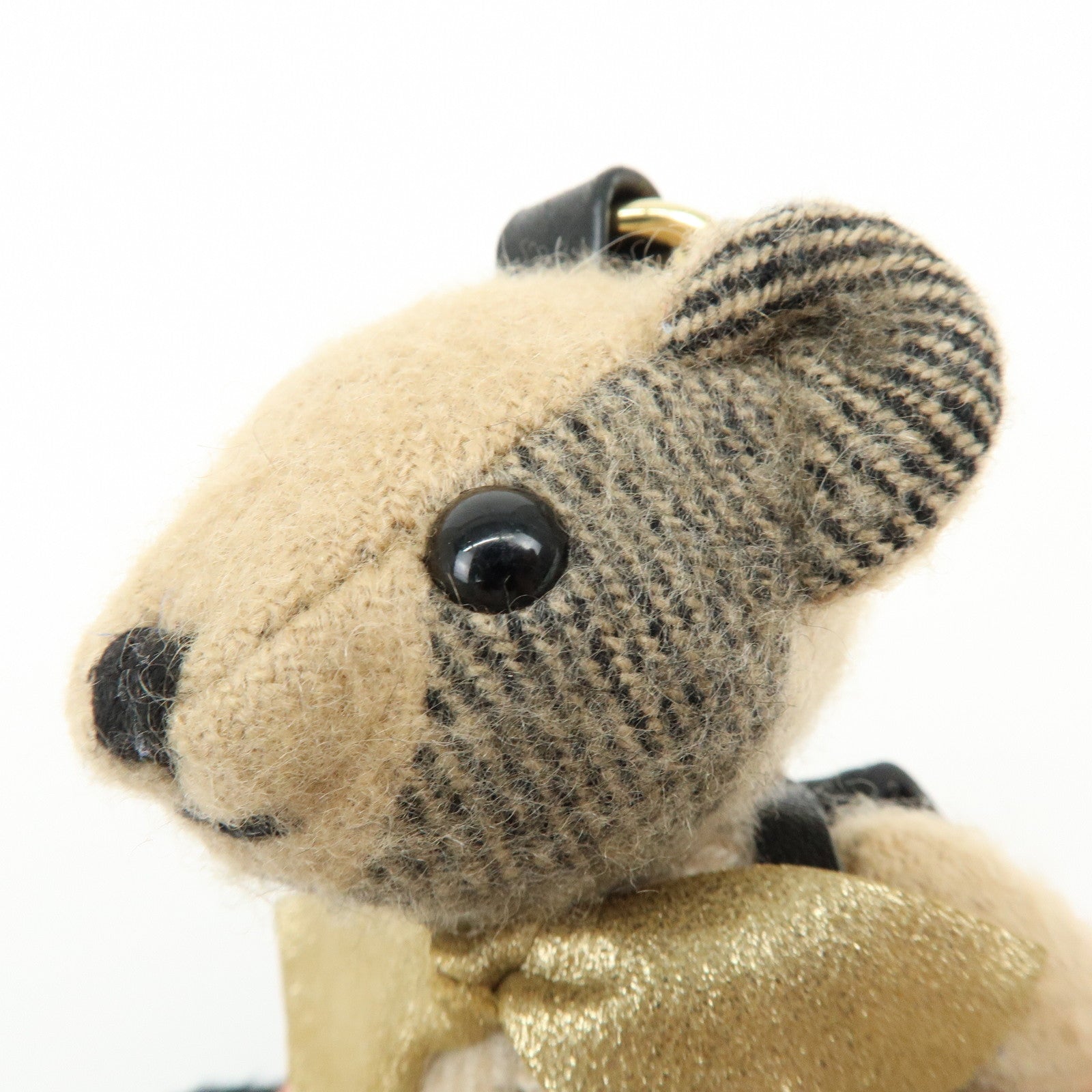 BURBERRY Nova Plaid Teddy Bear Wool NylonLether  Cashmere Bag Key Charm
