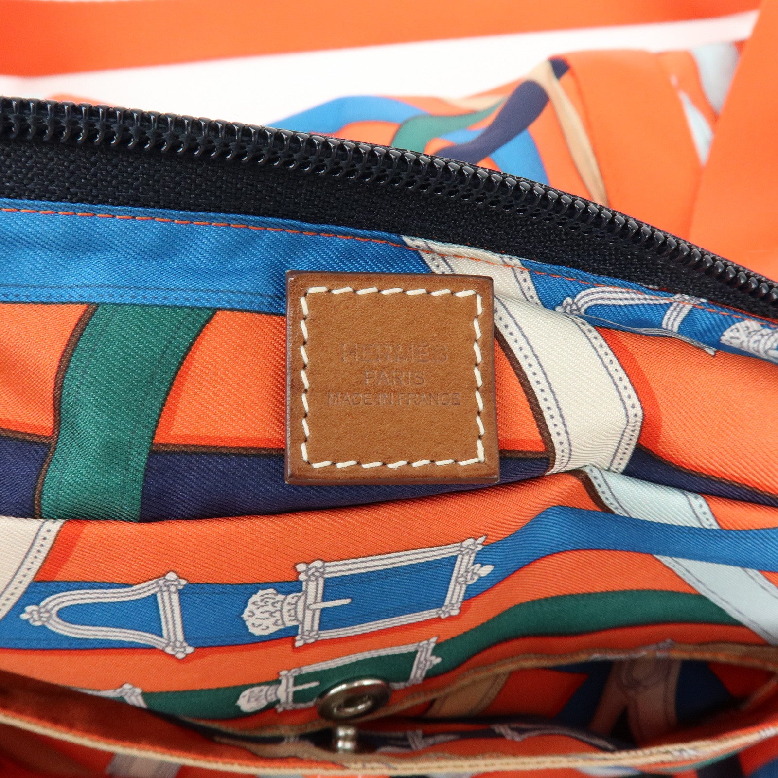 HERMES Airsilk Duffle 38 Silk Leather Shoulder Bag Hand Bag Orange