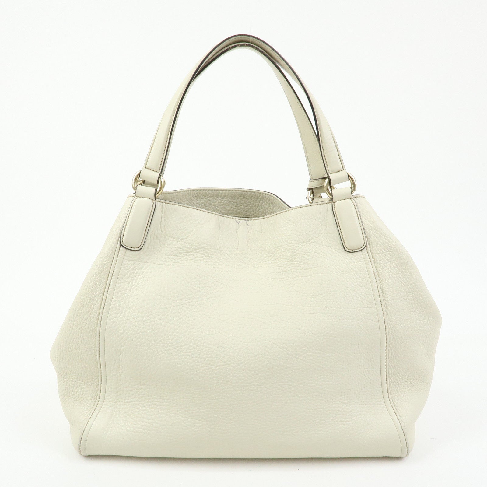 GUCCI SOHO Interlocking G Calf Leather Tote Shoulder Bag Ivory 282309