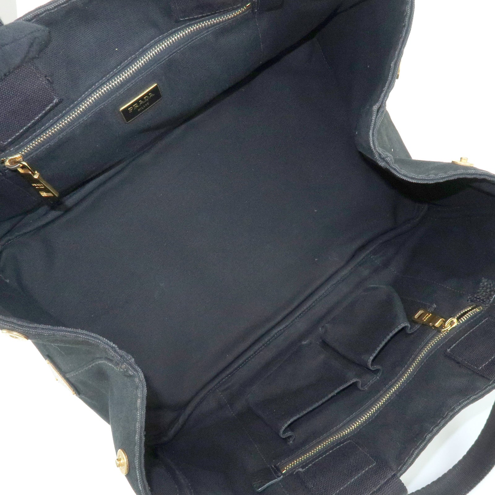 PRADA Triangle Logo Canapa Large Canvas Tote Bag Black B1872B