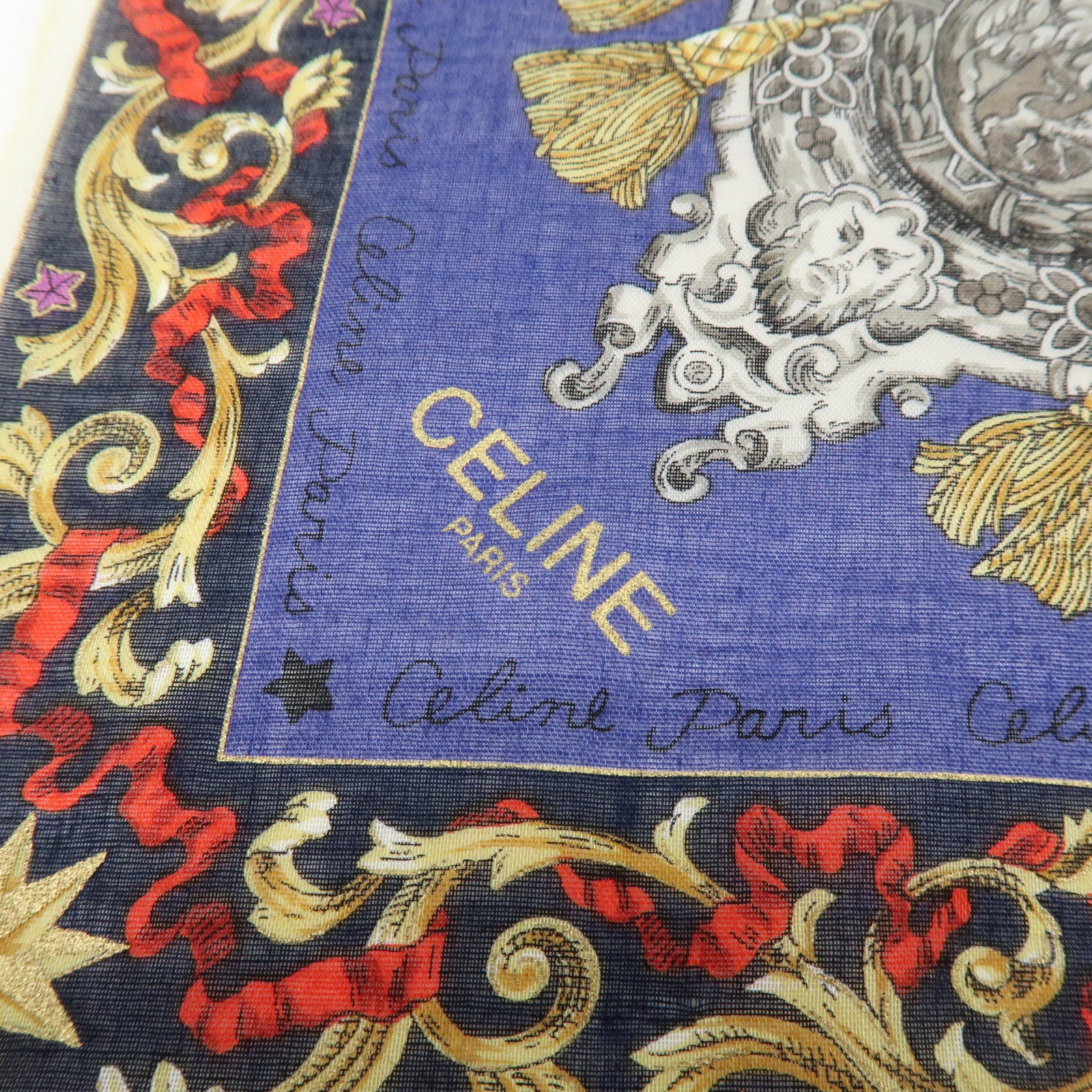 Celine Lot of 3 Cotton 100% Scarf Red Blue White