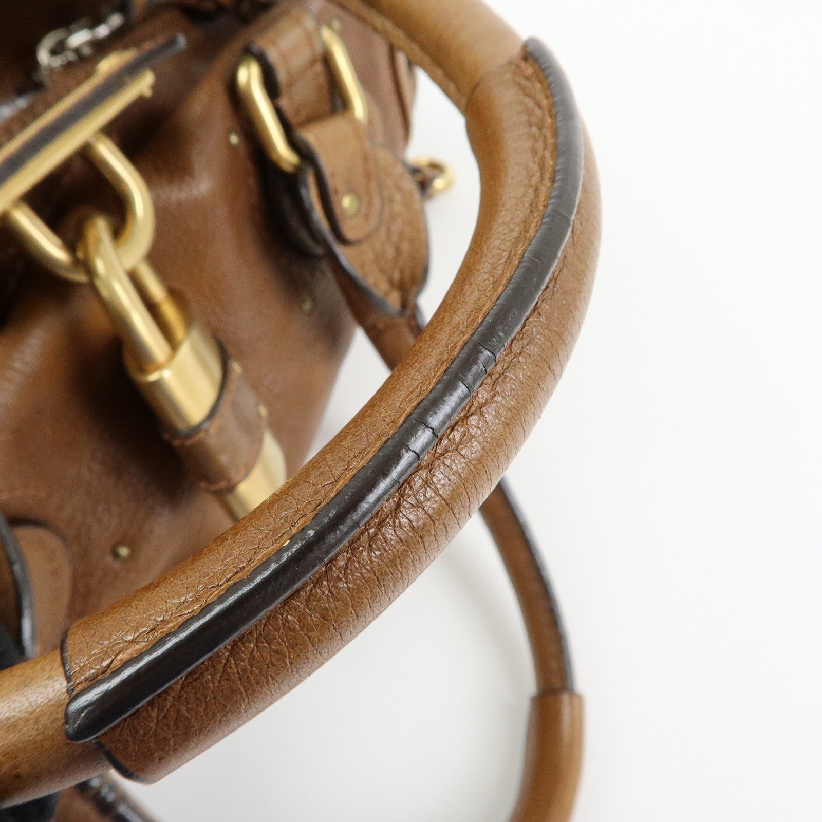 Chloe Paddington Leather Hand Bag Boston Bag Brown