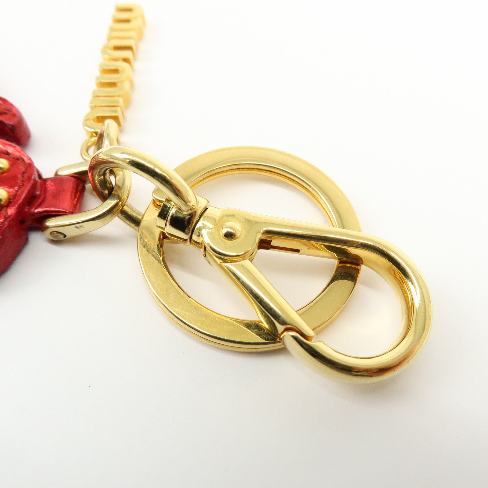 MIU MIU Patent Leather RhineStone Bag Charm Key Chain Ballerina Red