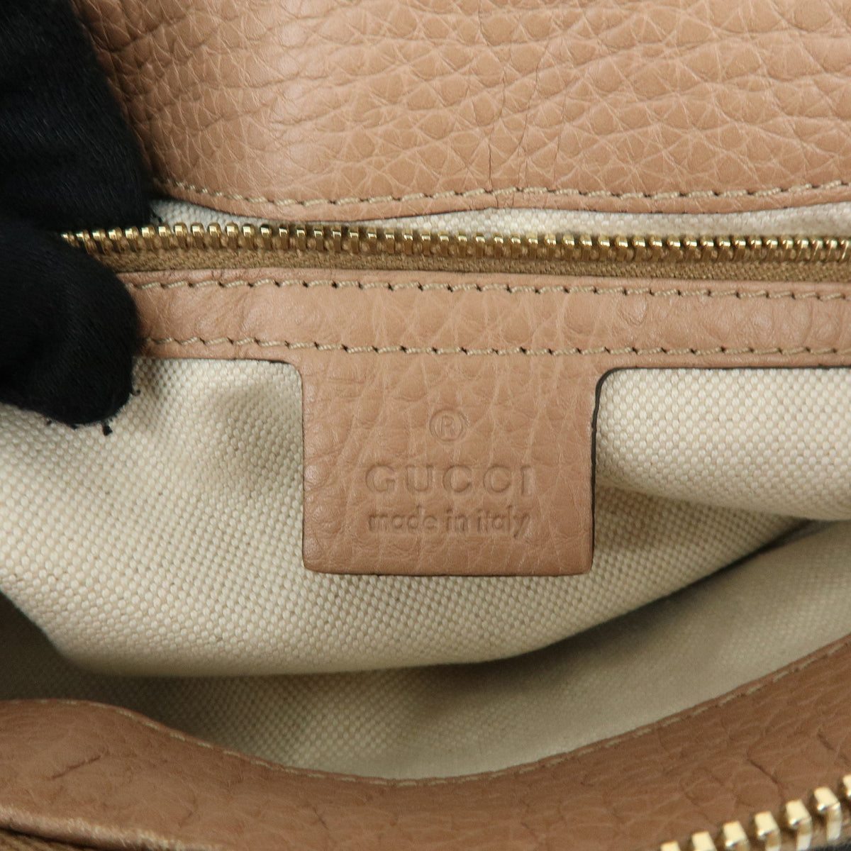 GUCCI Bamboo Leather Shoulder Bag Tassel Charm Pink Beige 269949