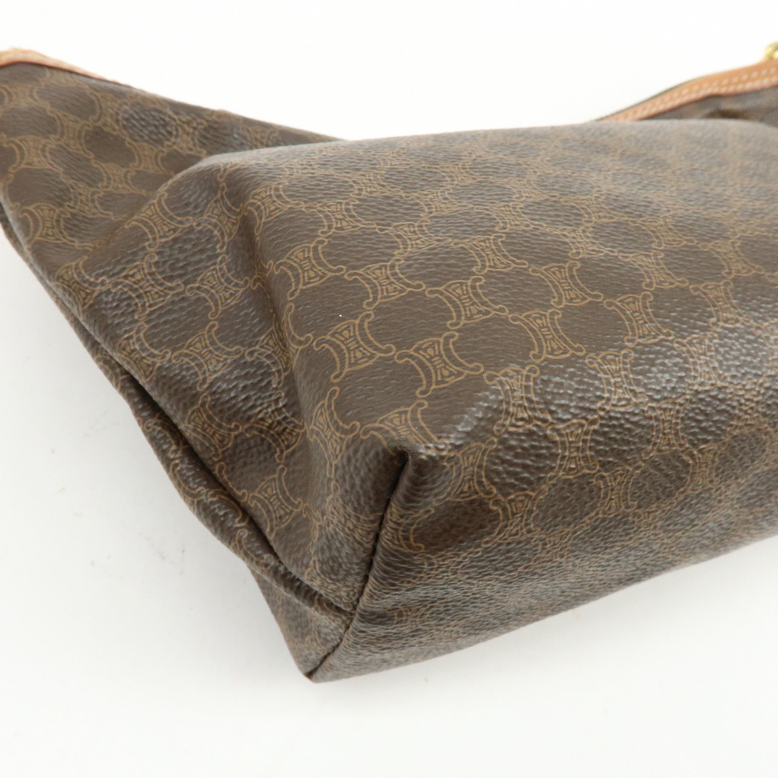 CELINE Macadam PVC Leather Cosmetic Pouch Accessory Pouch Brown