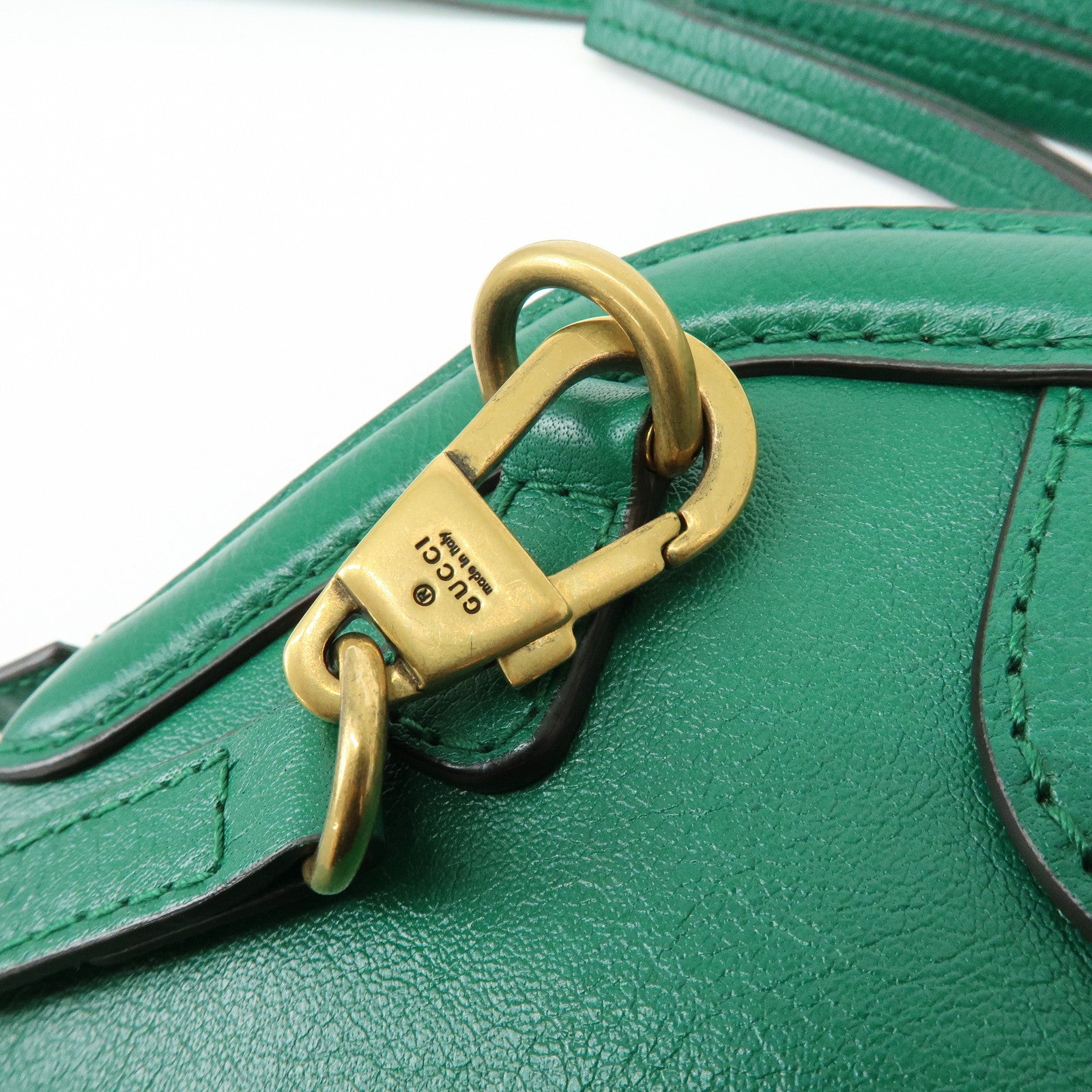 GUCCI Animalier Double G Small Cat Head Shoulder Bag Green 524620