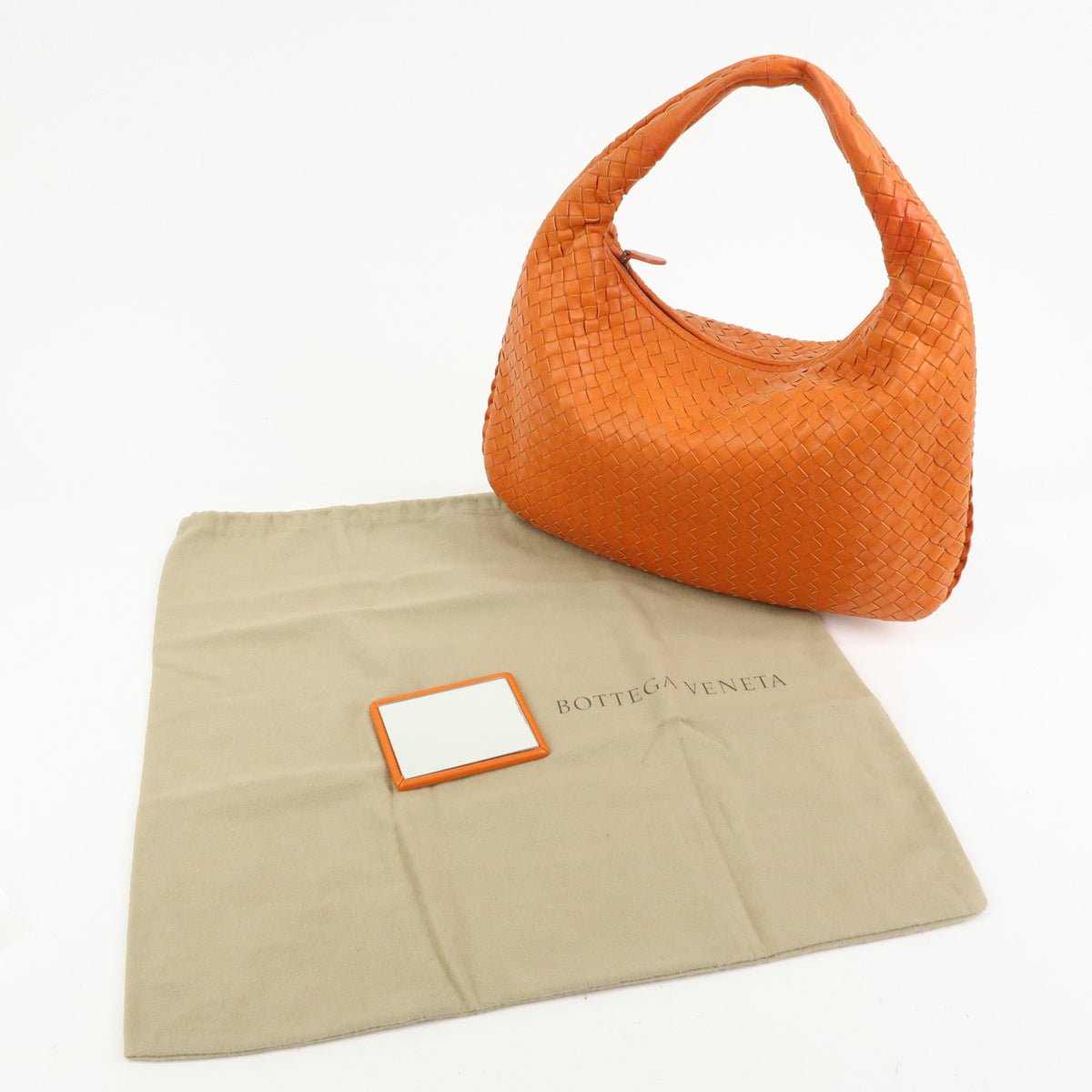 BOTTEGA VENETA Hobo Intrecciato Leather Shoulder Bag Orange 115653