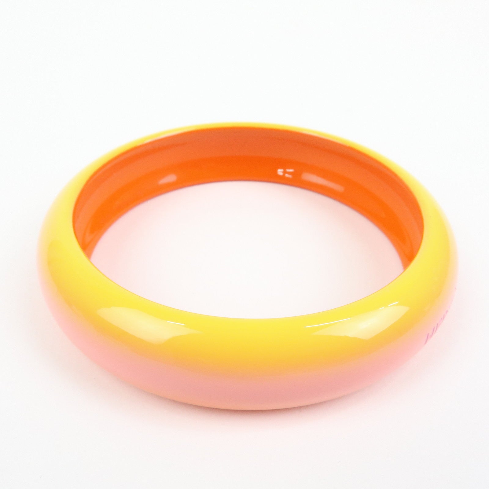 HERMES Fusion Lacquered Wood Bangle Bracelet Orange Pink