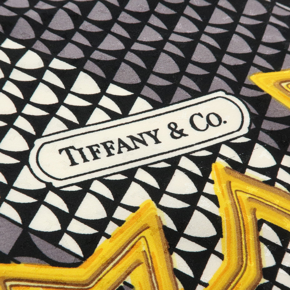Tiffany & Co Lot of 2 Silk 100% Scarf Ribbon Star Motif Black Pink Blue