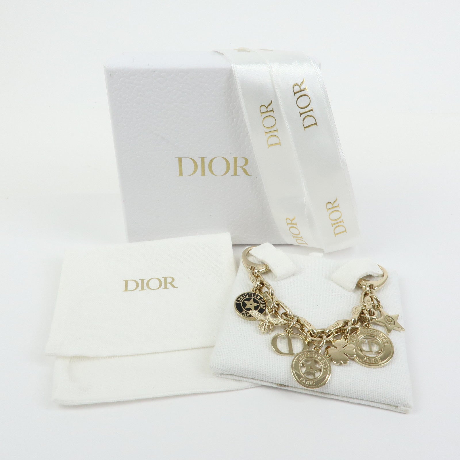 Christian Dior Logo S30 Montaigne Bee Star Metal Bag Charm Gold