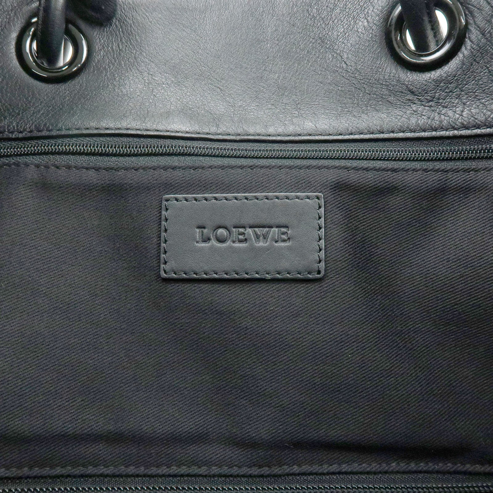 LOEWE Crown Logo Shopper Tote Leather Shoulder Bag Tote Bag Black