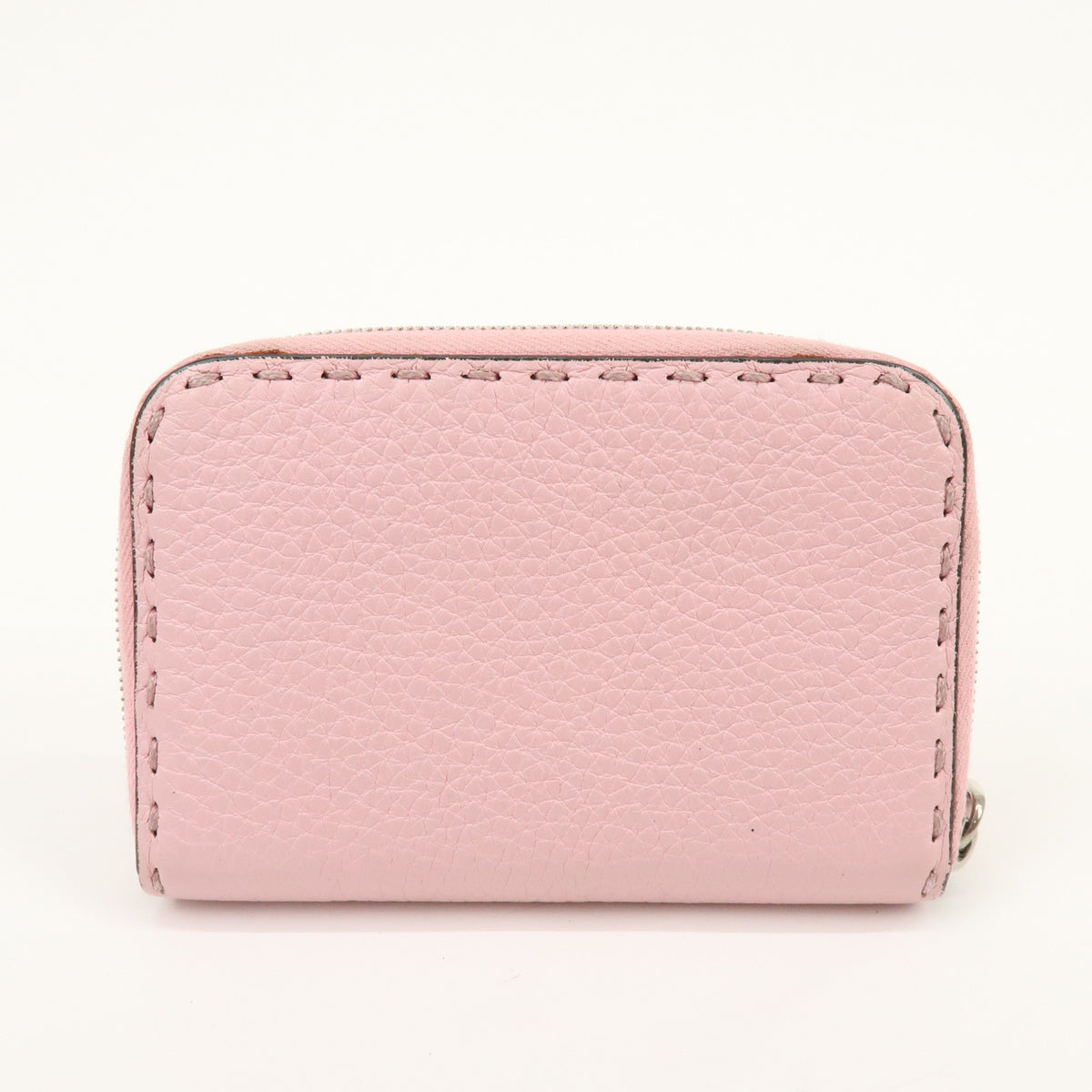 FENDI Selleria Leather Compact Zippy Wallet Pink 8M0313