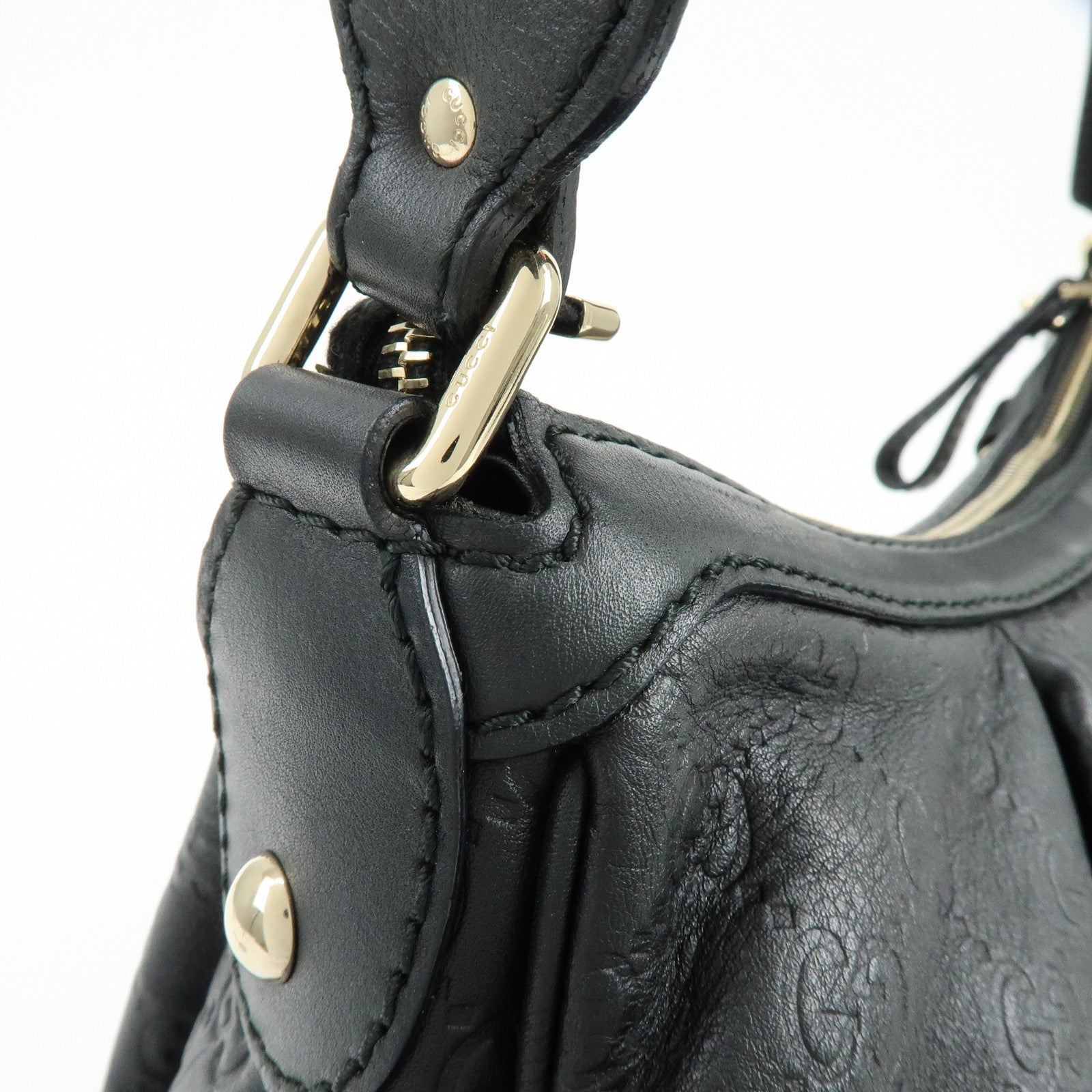 GUCCI Sukey Guccissima Leather Shoulder Bag Hand Bag Black 232955