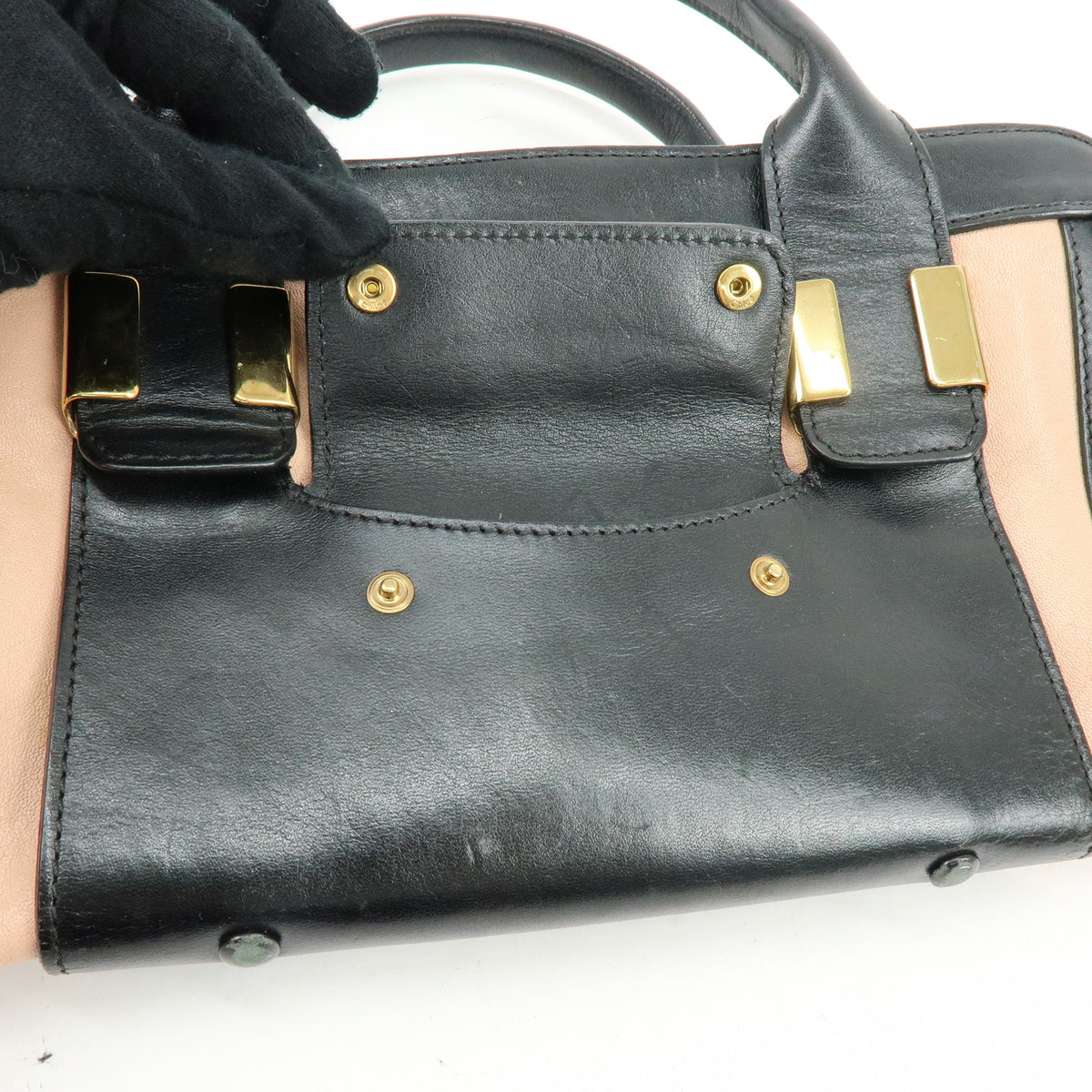 Chloe Alice Leather 2Way Bag Hand Bag Shoulder Bag Black Pink Beige
