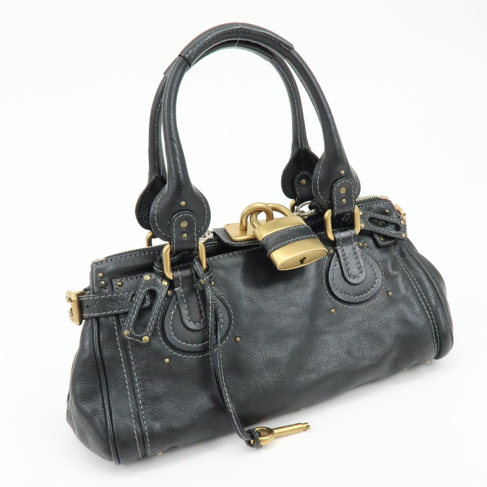 Chloe Paddington Leather Hand Bag Shoulder Bag Black