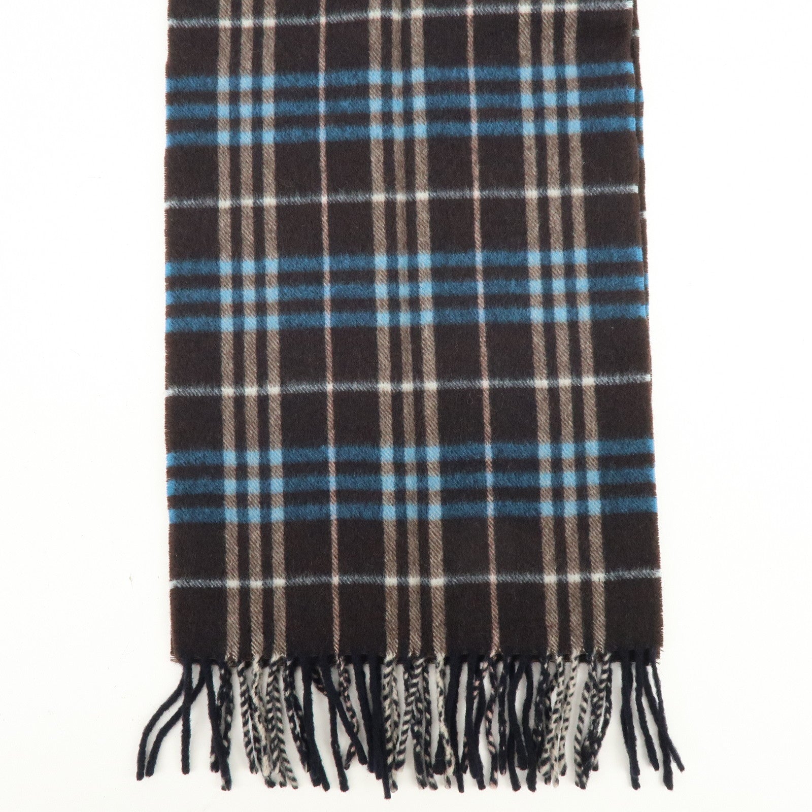 BURBERRY BLUE LABEL Wool 100% Scarf Dark Brown Blue