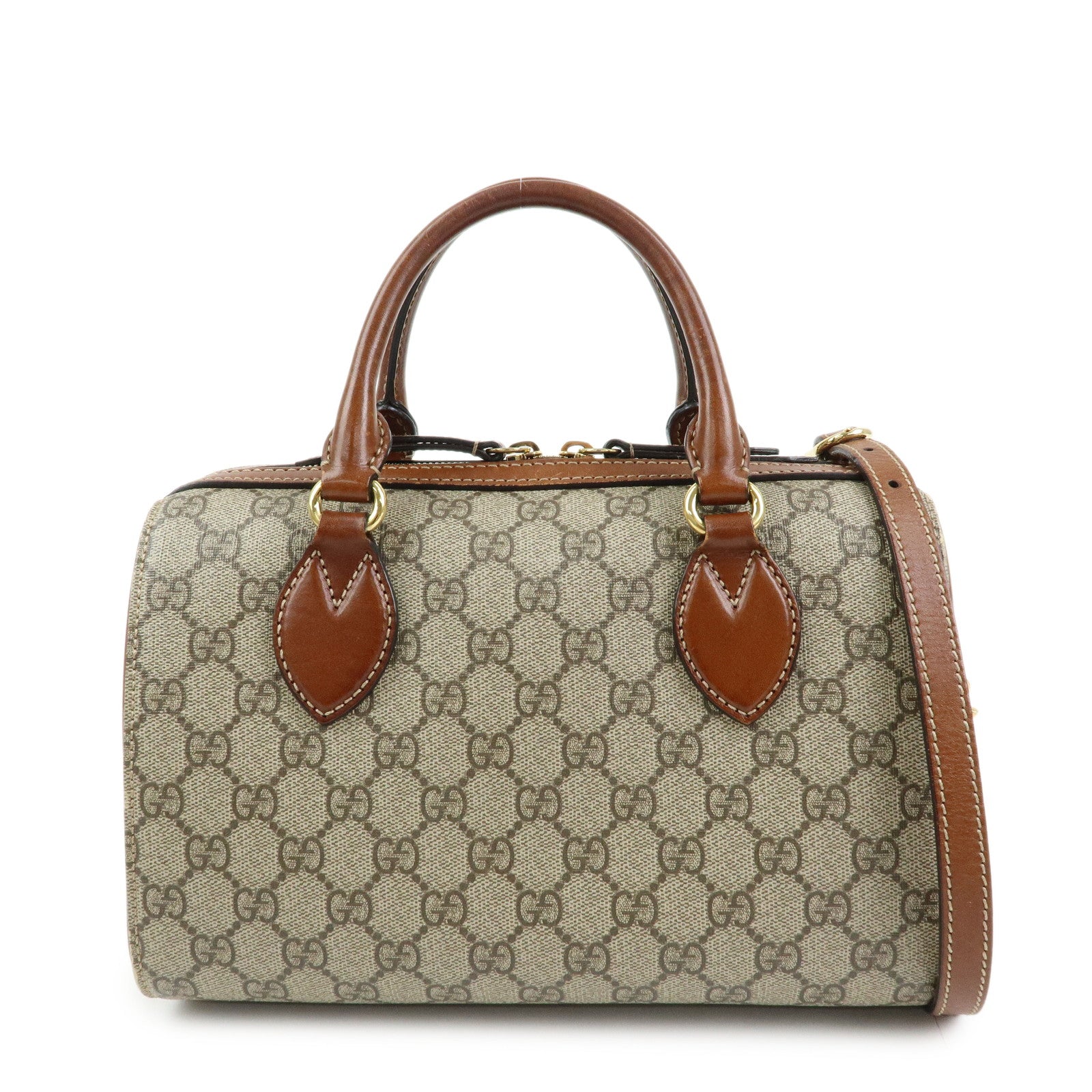GUCCI GG Supreme Leather 2Way Bag Boston Bag Shoulder Bag Brown 409529